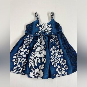 Blue and White Hawaiian   Floral Dress